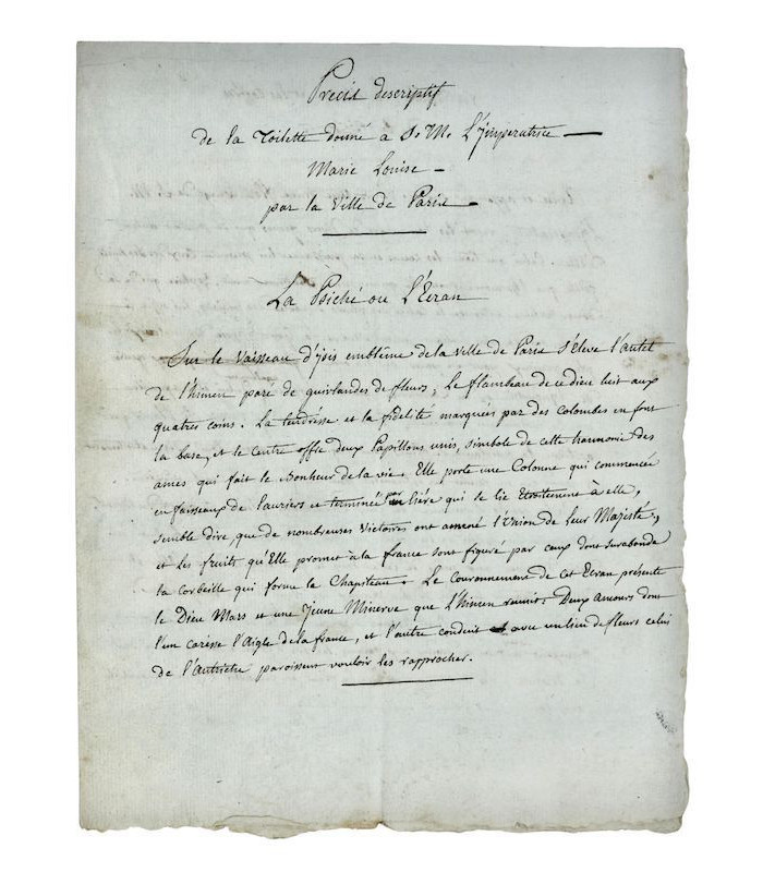 PRUD’HON (Pierre-Paul) - Précis descriptif de la Toilette donnée à S. M. l’Impératrice Marie-Louise par la Ville de Paris