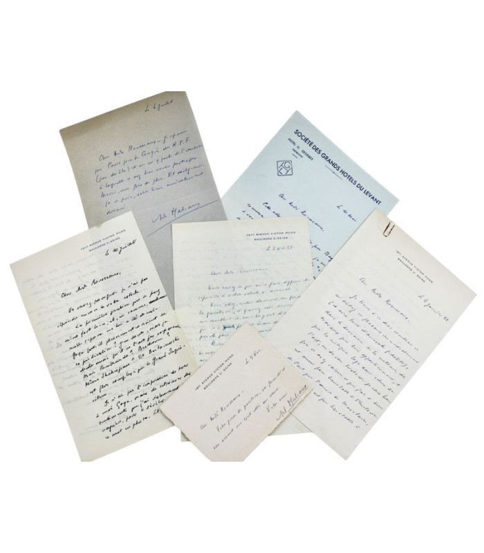 MALRAUX (André) - Ensemble de 5 lettres autographes, 2 lettres tapuscrites et une carte autographe signées