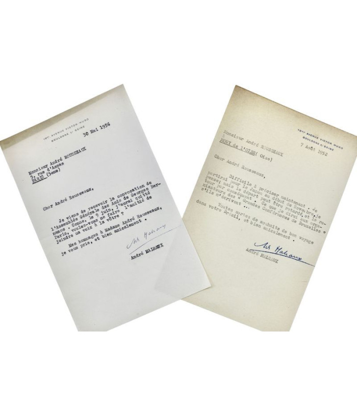 MALRAUX (André) - Ensemble de 5 lettres autographes, 2 lettres tapuscrites et une carte autographe signées