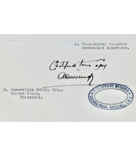 MUSELIER (Émile) - Ordre de mission pour le Capitaine Chevrier, Forces Aériennes Françaises Libres