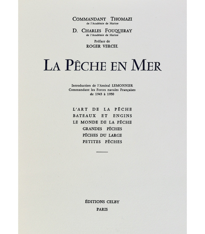 THOMAZI (Commandant) - La Pêche en mer - FOUQUERAY (Charles)