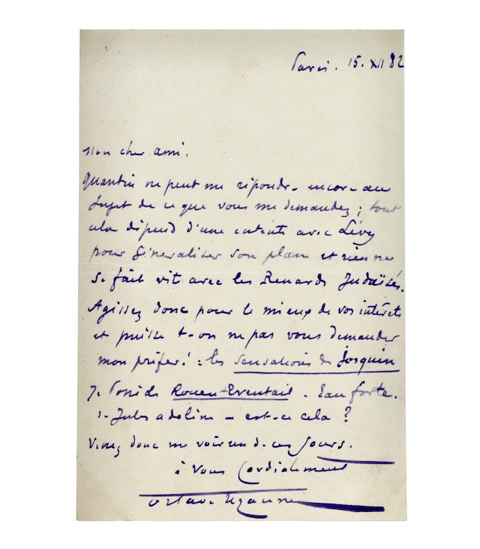 UZANNE (Octave) - "tout cela dépend d’une entente avec Lévy [...] et rien ne se fait vite avec les Renards Judaïsés"
