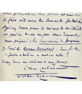 UZANNE (Octave) - "tout cela dépend d’une entente avec Lévy [...] et rien ne se fait vite avec les Renards Judaïsés"