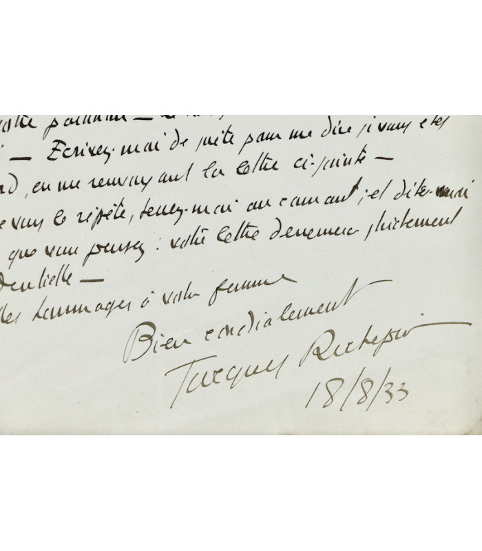 RICHEPIN (Jacques) - "J’aurais été heureux d'y publier [...] la mer n’est pas méchante [...] avec votre partition"