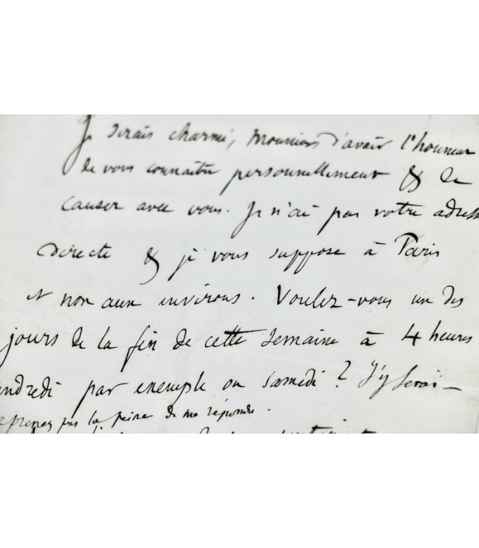 SAINTE-BEUVE (Charles-Augustin) - "Je serais charmé, d’avoir l’honneur de vous connaître personnellement et de causer avec vous"