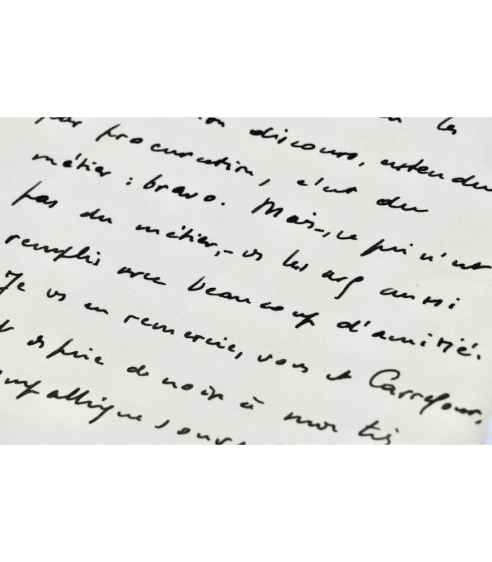 MALRAUX (André) - "Remplir aussi bien les blancs de mon discours, entendu par procuration, c’est du métier : bravo"