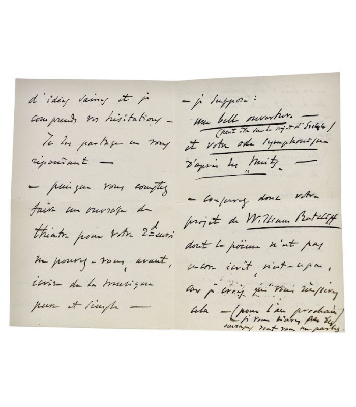 MASSENET (Jules) - "Je suis plus sombre que jamais je ne l’ai été… je me suis laissé aller à des tristes découragements"