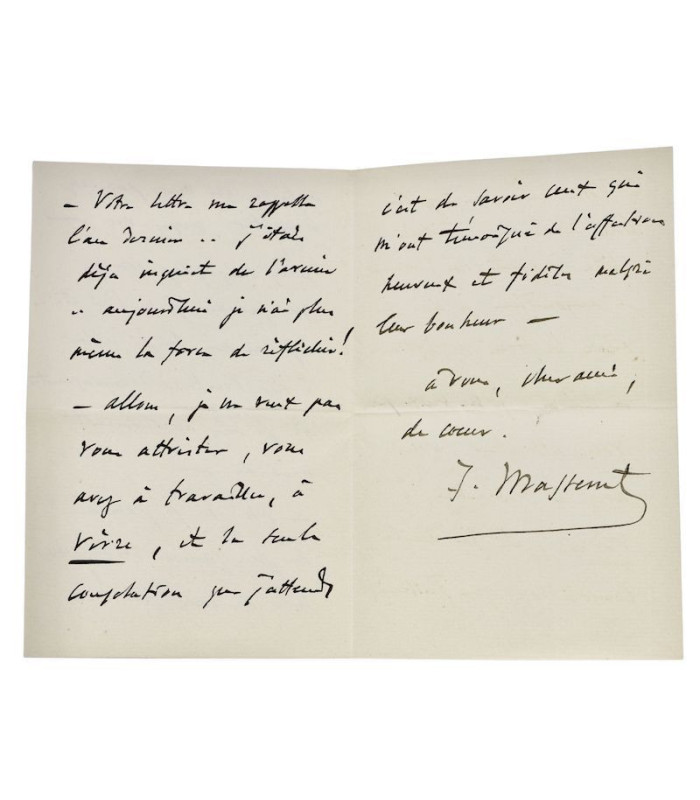 MASSENET (Jules) - "Je suis plus sombre que jamais je ne l’ai été… je me suis laissé aller à des tristes découragements"
