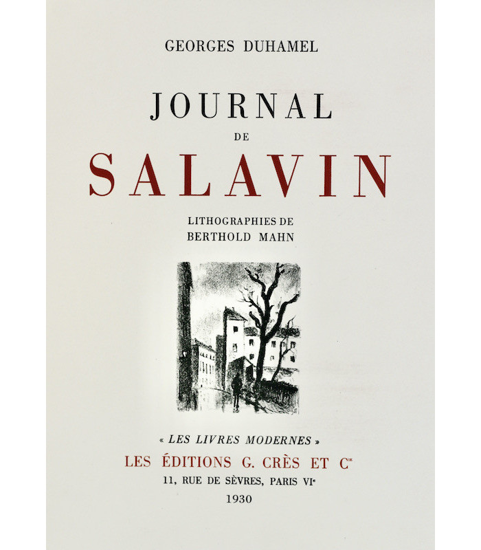 DUHAMEL (Georges) - Journal de Salavin - BERTHOLD MAHN
