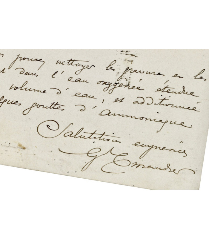 TISSANDIER (Gaston) - "Vous pouvez nettoyer les gravures en les plongeant dans l’eau oxygénée"