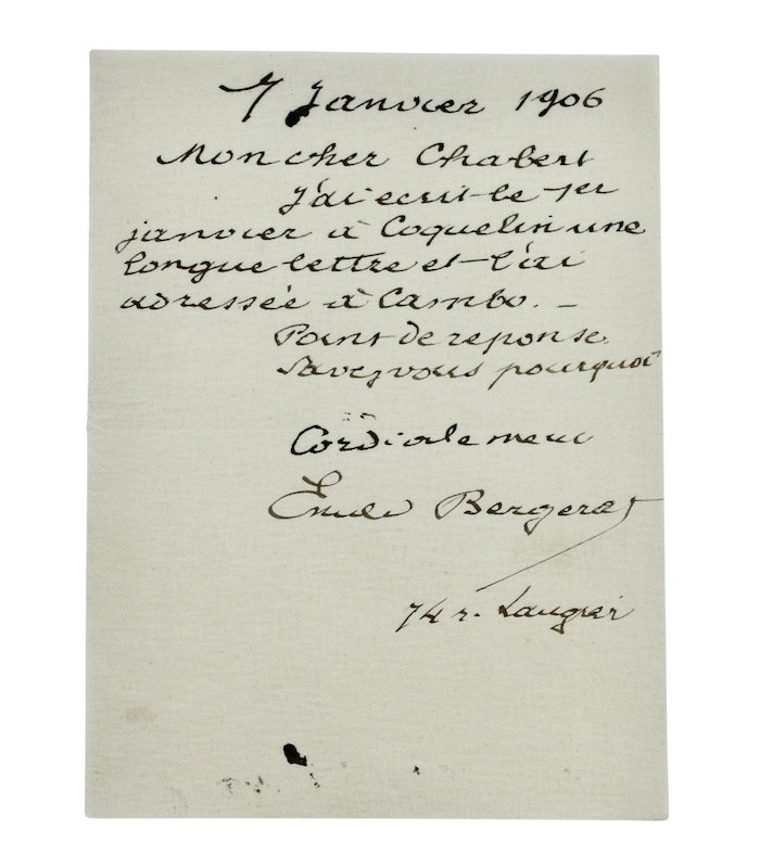 BERGERAT (Émile) - "Je tiens à ce que l’on ne publie rien sur Vidocq en ce moment. J’ai des raisons très sérieuses"