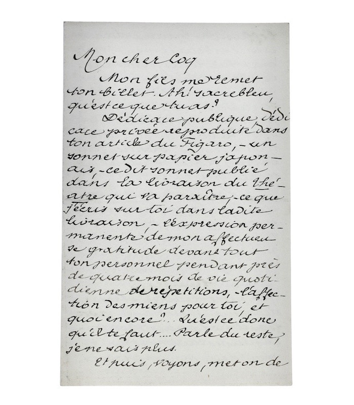 BERGERAT (Émile) - "Je tiens à ce que l’on ne publie rien sur Vidocq en ce moment. J’ai des raisons très sérieuses"