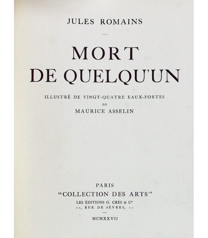 ROMAINS (Jules) - Mort de quelqu’un - ASSELIN (Maurice)