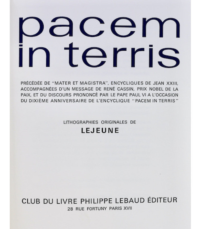 JEAN XXIII - Pacem in Terris - LEJEUNE
