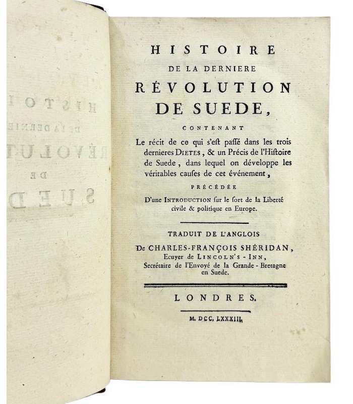 SHÉRIDAN (Charles-François) - Histoire de la dernière révolution de Suède