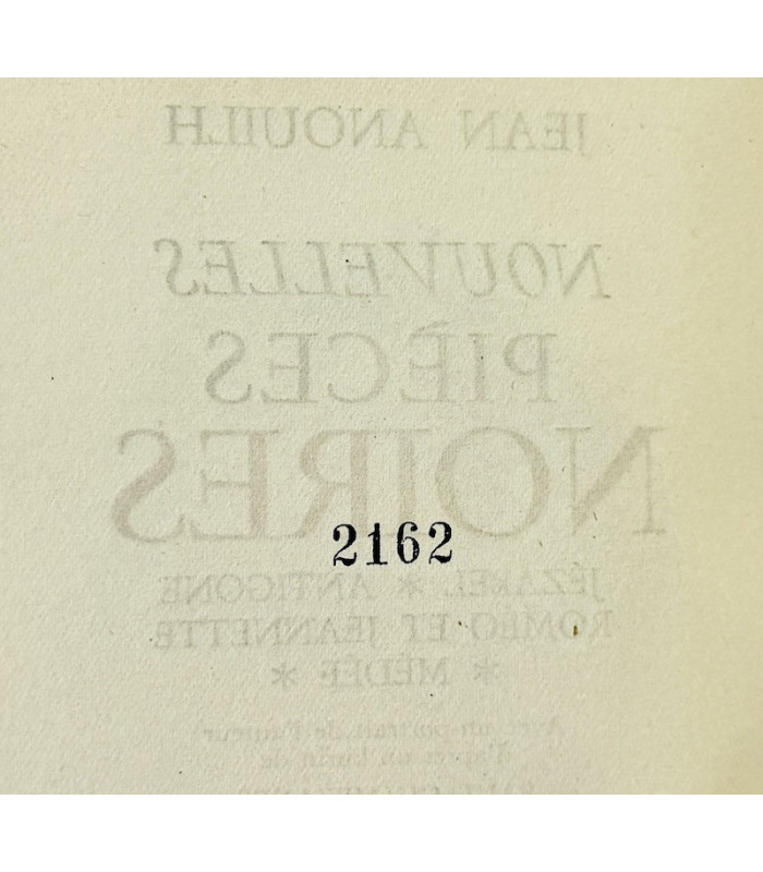 ANOUILH (Jean) - Nouvelles pièces noires - GUIMEZANES (Paul)