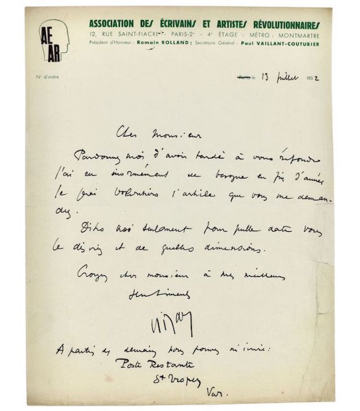 NIZAN (Paul) - "Je ferai volontiers l’article que vous me demandez"