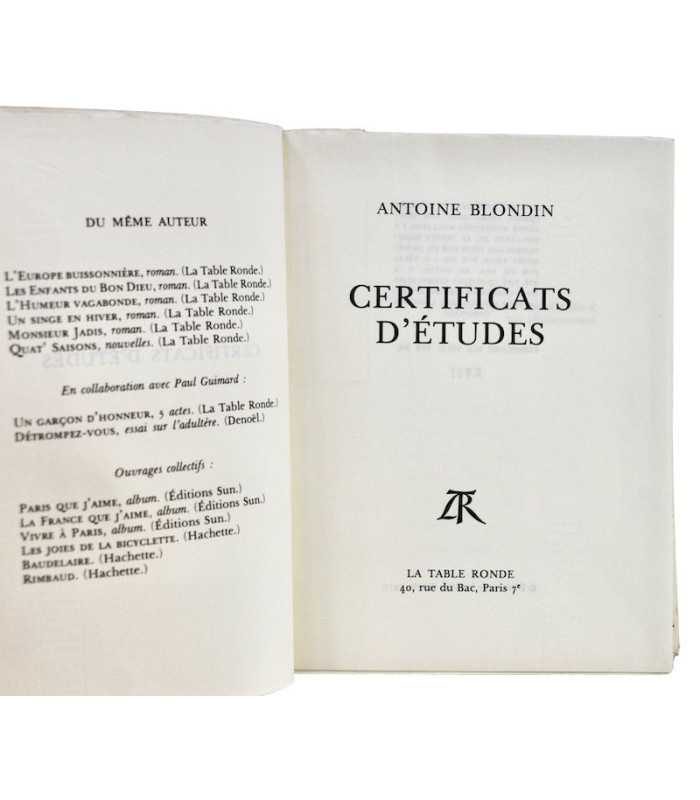 BLONDIN (Antoine) - Certificats d'études