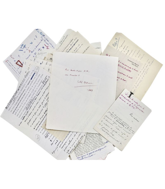 MALRAUX (André) - Documents de travail autographes et tapuscrits