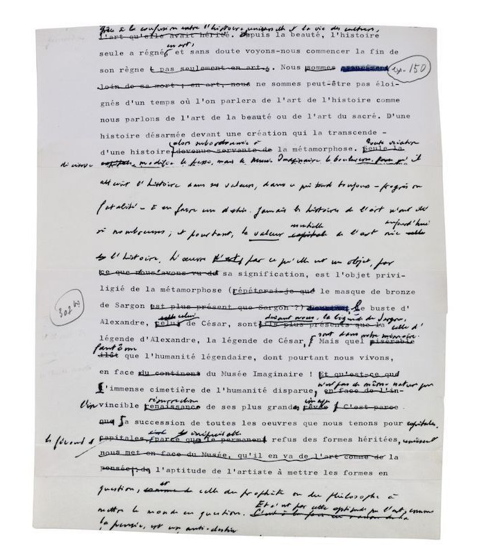 MALRAUX (André) - Documents de travail autographes et tapuscrits