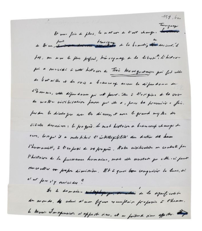 MALRAUX (André) - Documents de travail autographes et tapuscrits