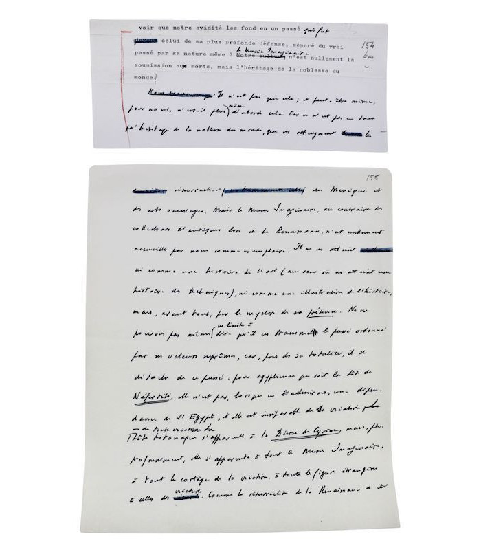 MALRAUX (André) - Documents de travail autographes et tapuscrits