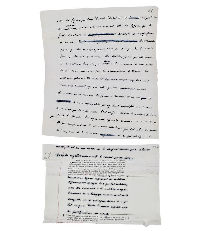 MALRAUX (André) - Documents de travail autographes et tapuscrits