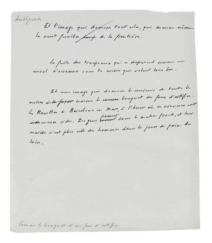 MALRAUX (André) - Documents de travail autographes et tapuscrits
