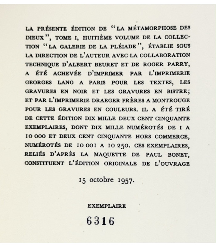 MALRAUX (André) - La Métamorphose des Dieux - BONET (Paul)