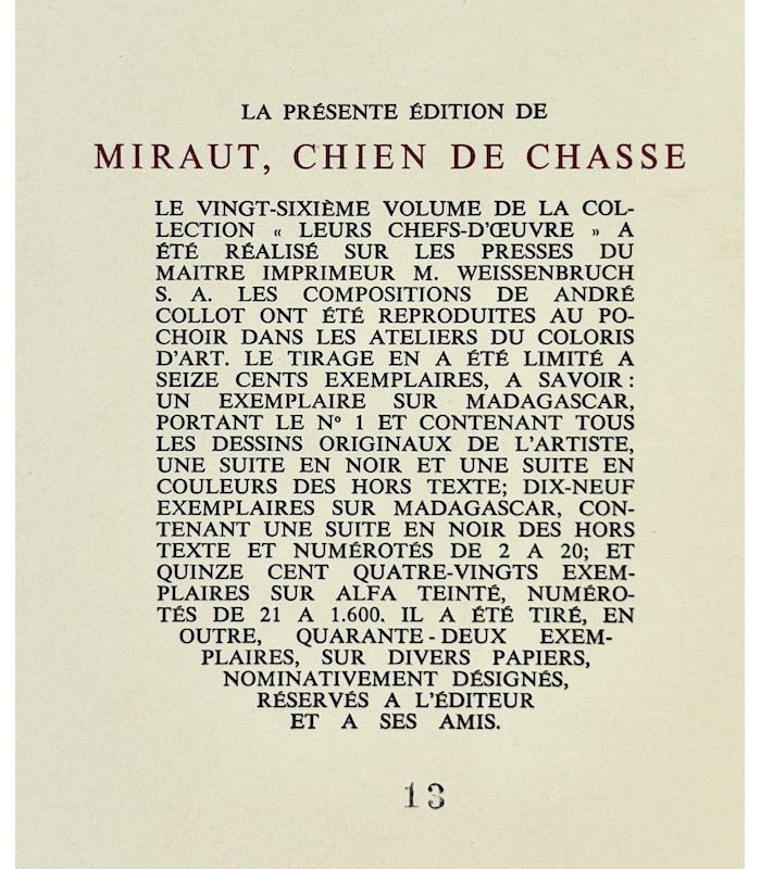 PERGAUD (Louis) - Le Roman de Miraut. Chien de chasse - COLLOT (André)