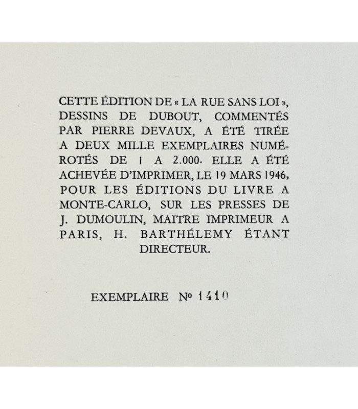 DEVAUX (Pierre) - La rue sans loi - DUBOUT (Albert)