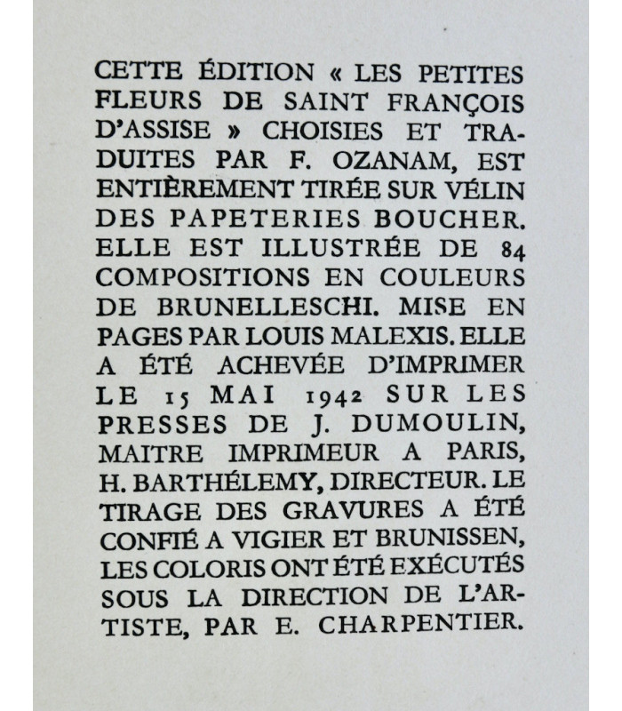 OZANAM (Frédéric) - Les petites fleurs de Saint François d'Assise - BRUNELLESCHI (Umberto)