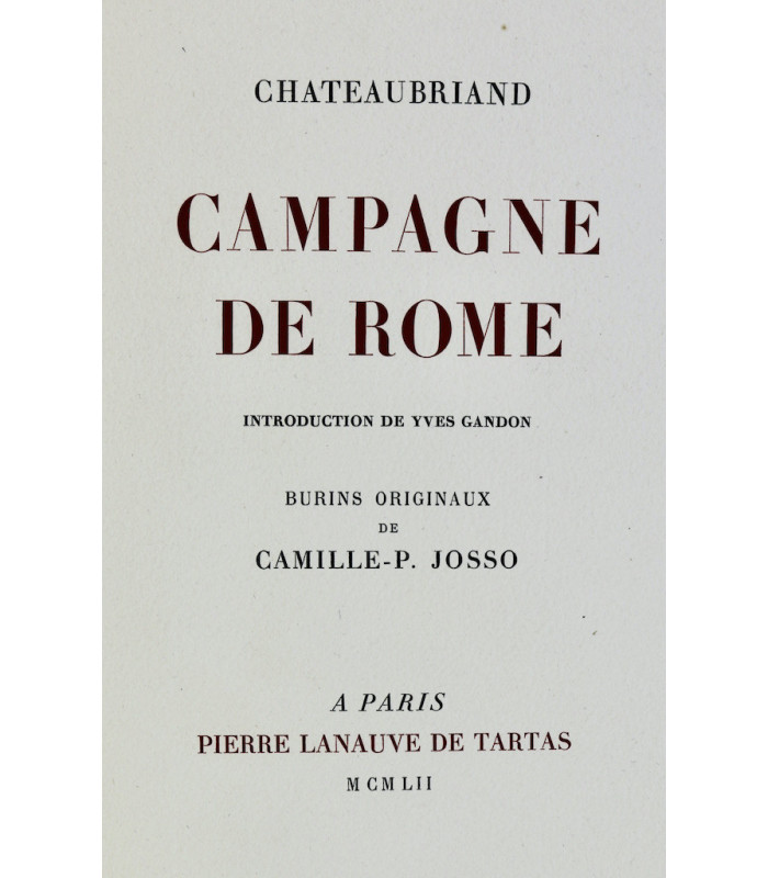 CHATEAUBRIAND (François René, Vicomte de) - Campagne de Rome - JOSSO (Camille-Paul)