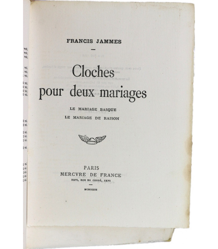 JAMMES (Francis) - Cloches pour deux mariages - BECKER (Huguette)