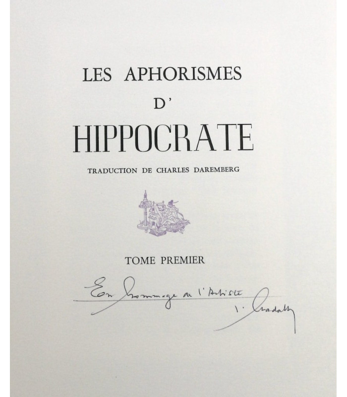 HIPPOCRATE - Les Aphorismes - GRADASSI (Jean)