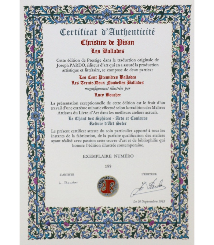PISAN (Christine de) - Les ballades - BOUCHER (Lucy)