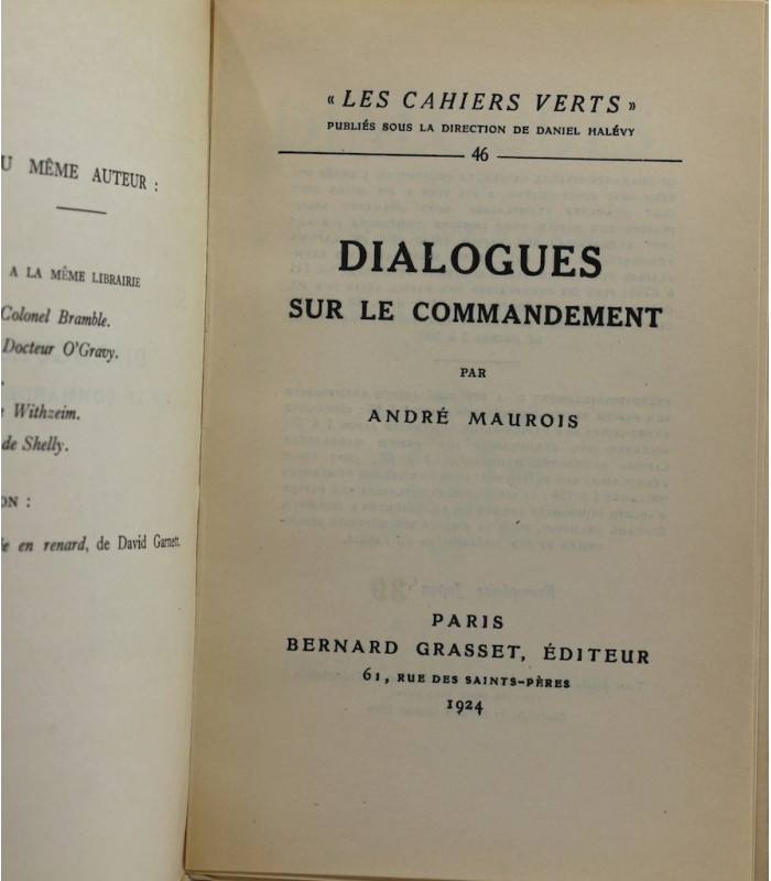 MAUROIS (André) - Dialogues sur le commandement