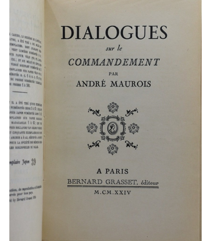 MAUROIS (André) - Dialogues sur le commandement