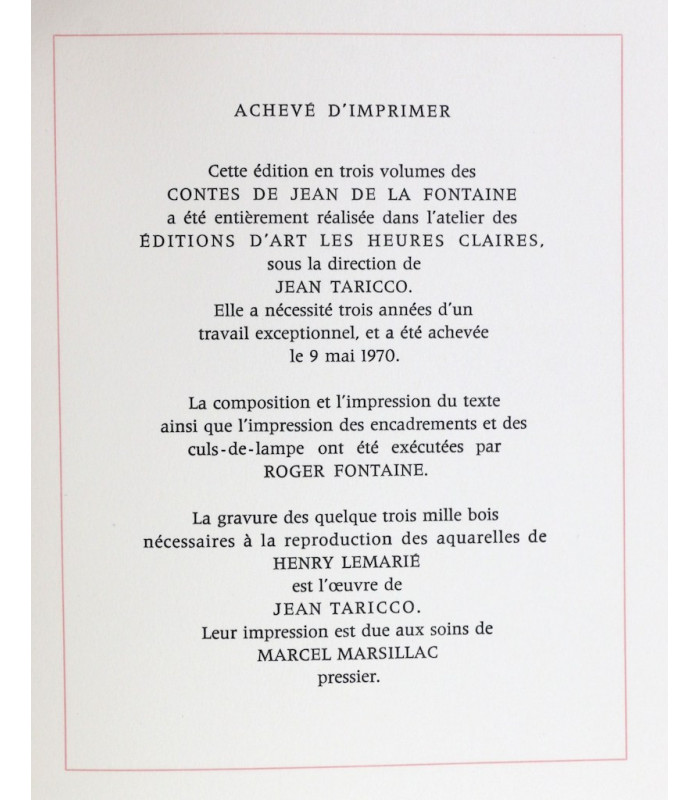 LA FONTAINE (Jean de) - Contes - LEMARIÉ (Henry)