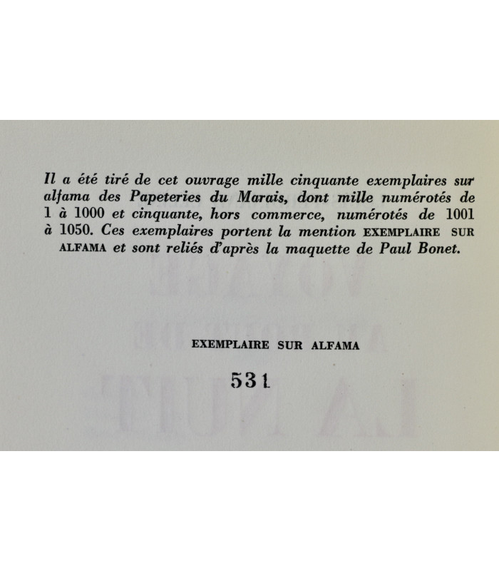 CÉLINE (Louis-Ferdinand) - Voyage au bout de la nuit - BONET (Paul)