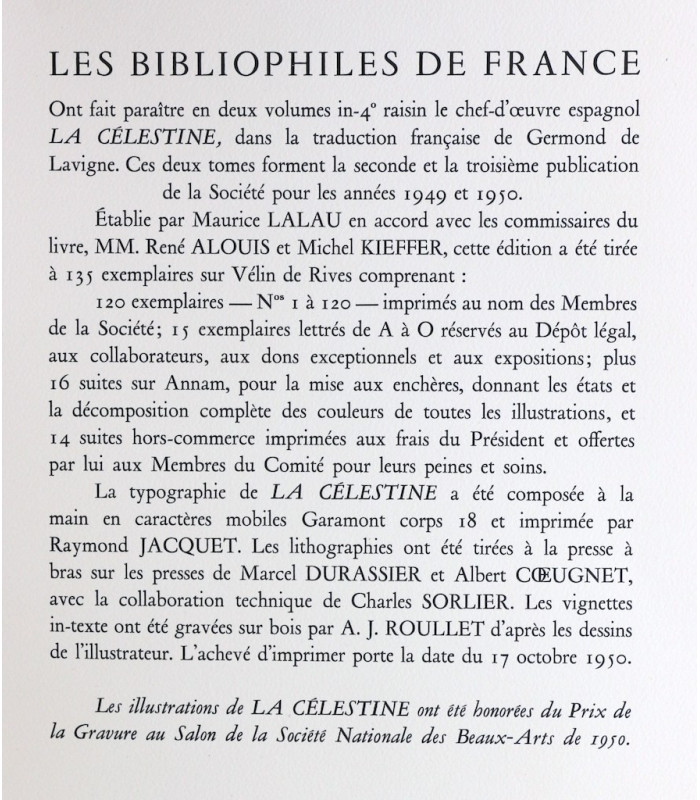 ROJAS (Fernando de) - La Célestine - LALAU (Maurice)