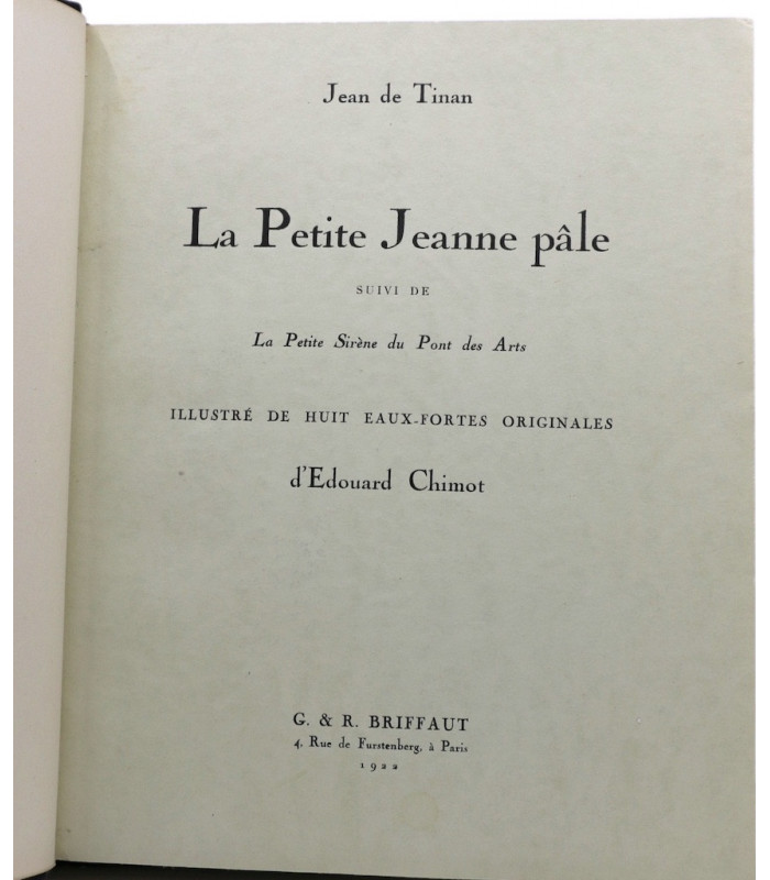 TINAN (Jean de) - La Petite Jeanne pâle - CHIMOT (Édouard)