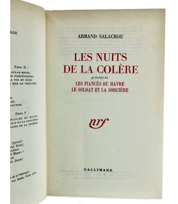 SALACROU (Armand) - Théâtre ***** - PRASSINOS (Mario)