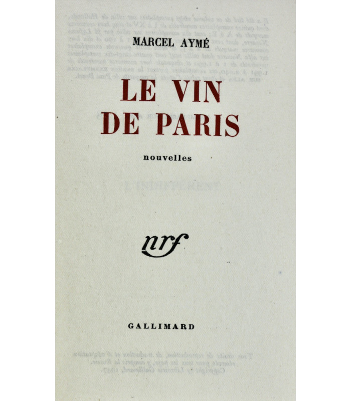 AYMÉ (Marcel) - Le Vin de Paris - BONET (Paul)