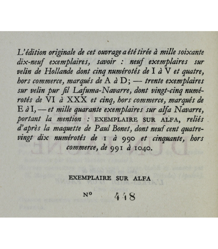 MONDOR (Henri) - Histoire d’un Faune - BONET (Paul)