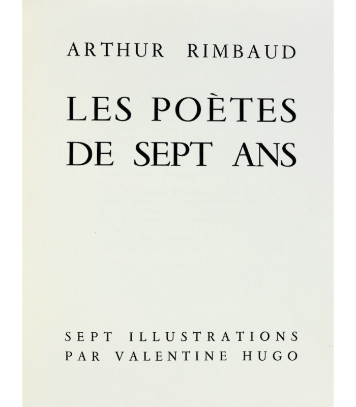 RIMBAUD (Arthur) & ÉLUARD (Paul) - Les Poètes de sept ans - HUGO (Valentine)