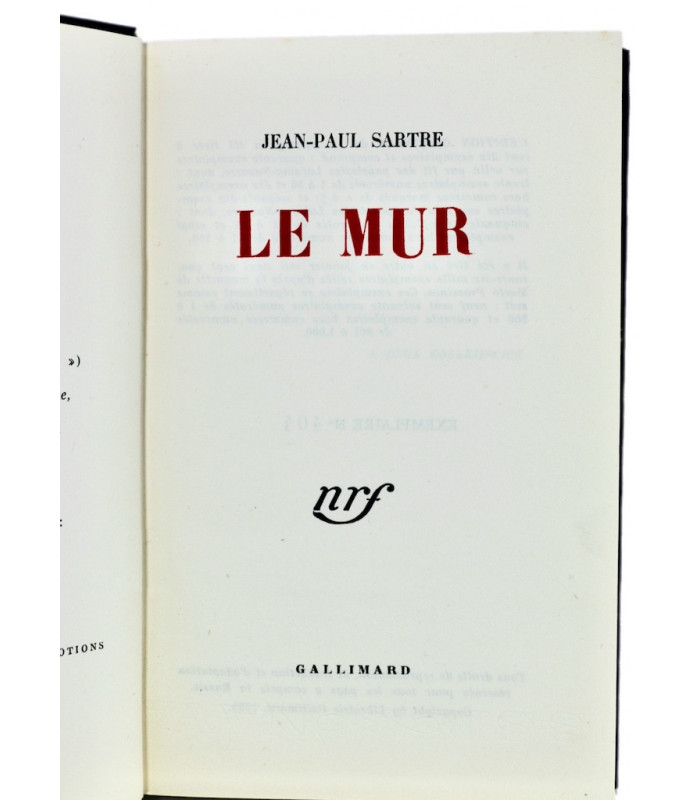 SARTRE (Jean-Paul) - Le Mur - PRASSINOS (Mario)