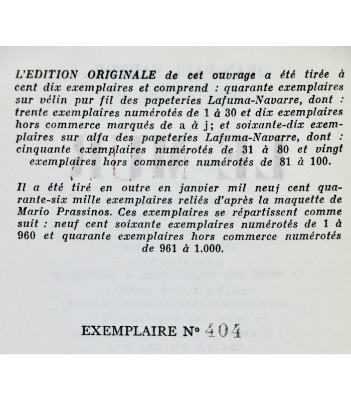 SARTRE (Jean-Paul) - Le Mur - PRASSINOS (Mario)